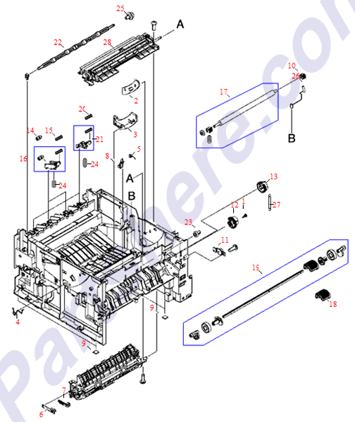 HP parts picture diagram for RB2-6250-000CN, RB2-6251-000CN, RG5-5542-050CN, RB2-6277-000CN, RB3-0905-000CN, RC1-0945-000CN, RS6-2375-000CN, RU5-2109-000CN, RU5-2112-000CN, RB2-6277-000CN-R, RC1-1039-000CN, RC1-1040-000CN, RU5-0168-000CN, RM1-0371-000CN-R, RM1-0343-000CN, RM1-0346-000CN, RM1-0347-000CN, RM1-0370-000CN, RM1-0371-000CN, RM1-0371-000CN-C, RB2-6277-000CN-C